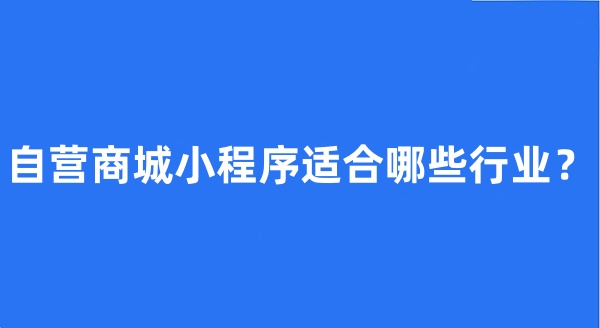自營商城小程序適合哪些行業(yè)?